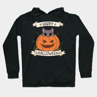 Cute Cat in Pumpkin - Halloween Hoodie